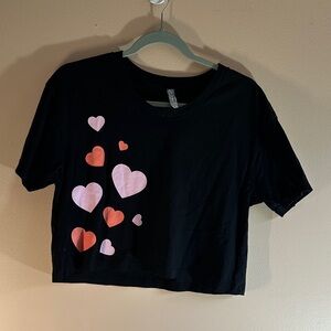 Black Crop Top with Heart Design